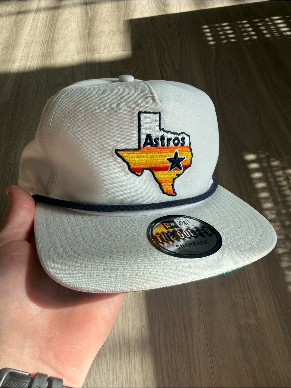 New Era Houston Astros 2021 Retro Texas Logo Golfer Snapback Hat White